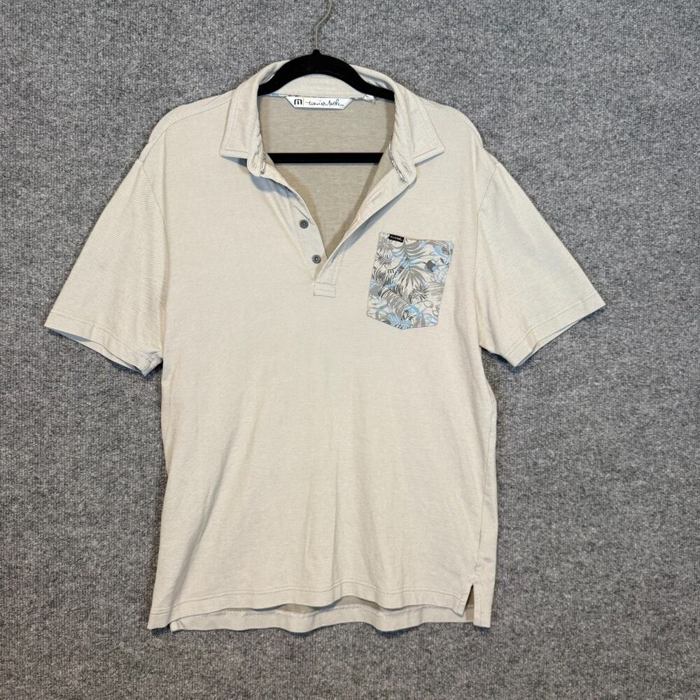 Travis Mathew Shirt‎ Mens Medium Gray Short Sleeve Polo Golf Stretch Performance